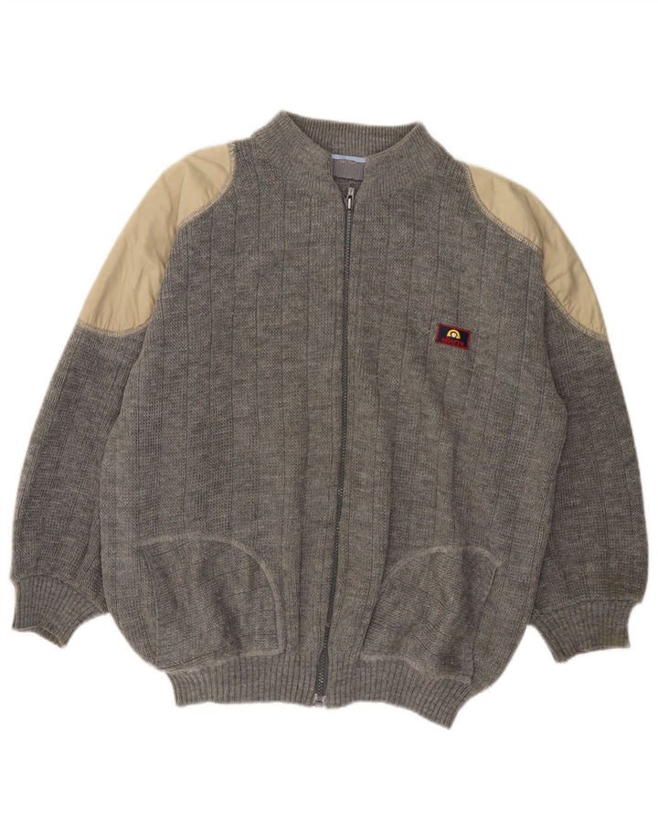 VINTAGE Damen-Cardigan-Pullover UK 18 XL Grauer Farbblock