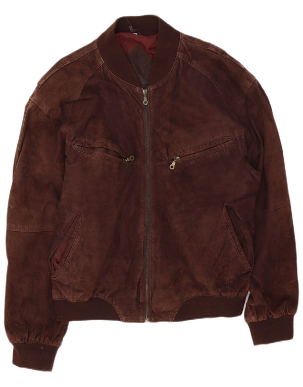 Vintage Herren Wildleder Bomberjacke UK 42 XL Braunes Leder
