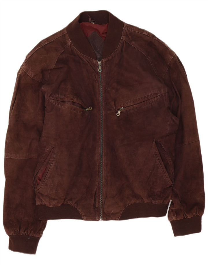 Vintage Herren Wildleder Bomberjacke UK 42 XL Braunes Leder