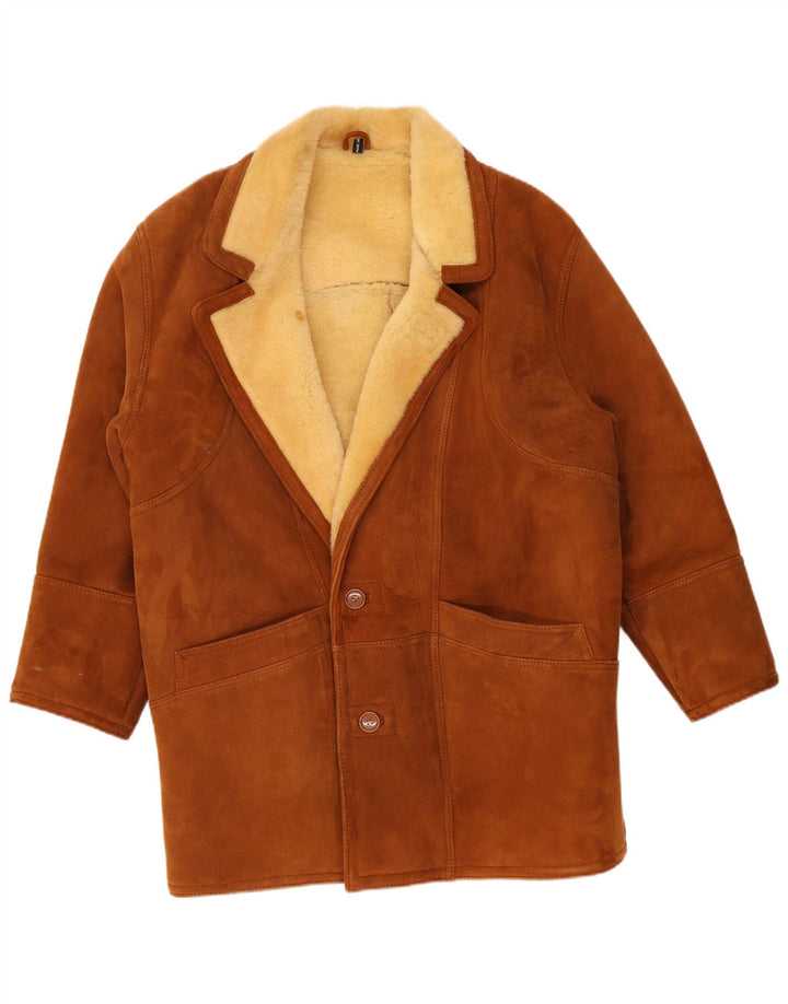 Vintage Herren Shearling Jacke UK 40 Großes braunes Shearling