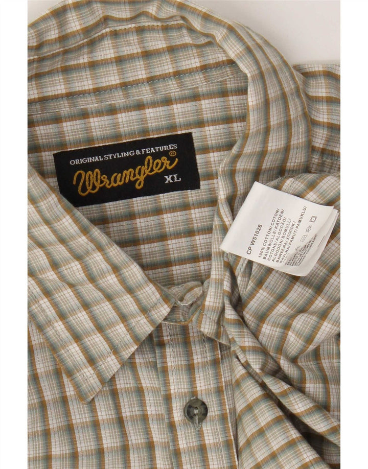 Wrangler Herrenhemd XL Beige kariert Baumwolle