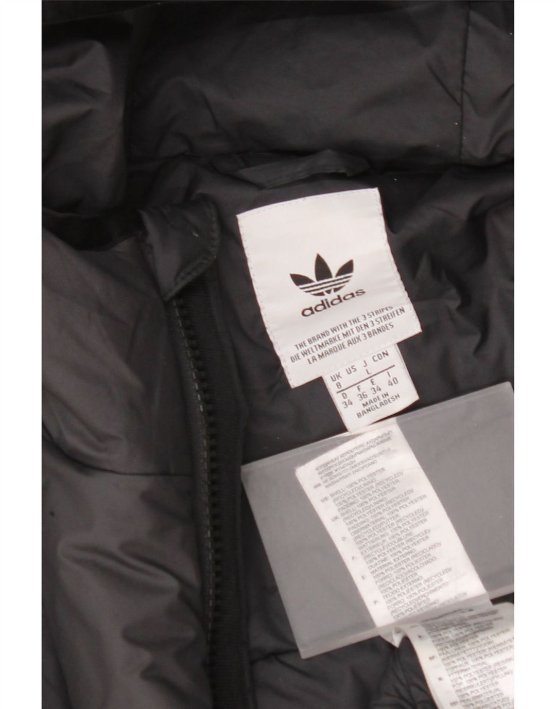 ADIDAS Wattierte Damenjacke mit Kapuze, UK 8, Größe S, Schwarz, Polyester