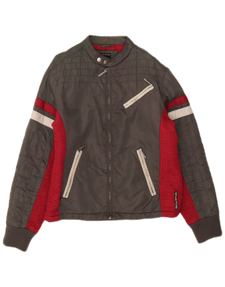 Energie Herren Bomberjacke UK 40 Large Grau Colourblock