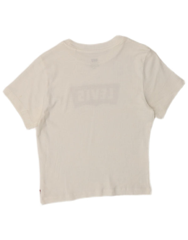 Levi's Damen Crop Graphic T-Shirt Top UK 8 Small Weiß
