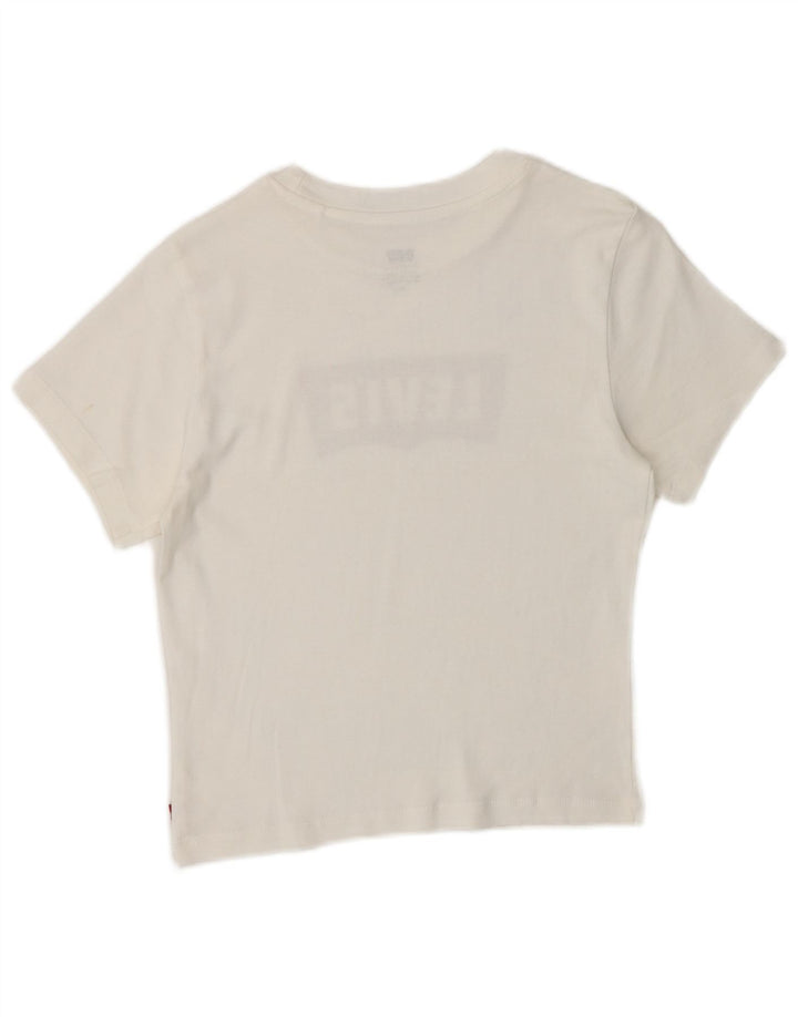 Levi's Damen Crop Graphic T-Shirt Top UK 8 Small Weiß