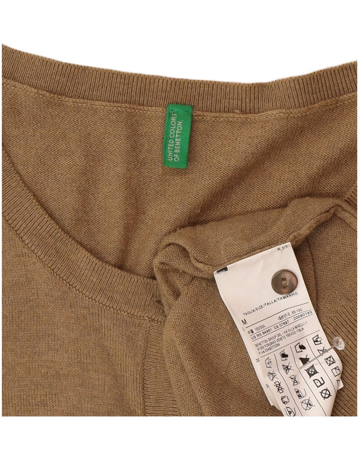 Benetton Damen-Cardigan-Pullover UK 12 Mittelbraunes Polyamid