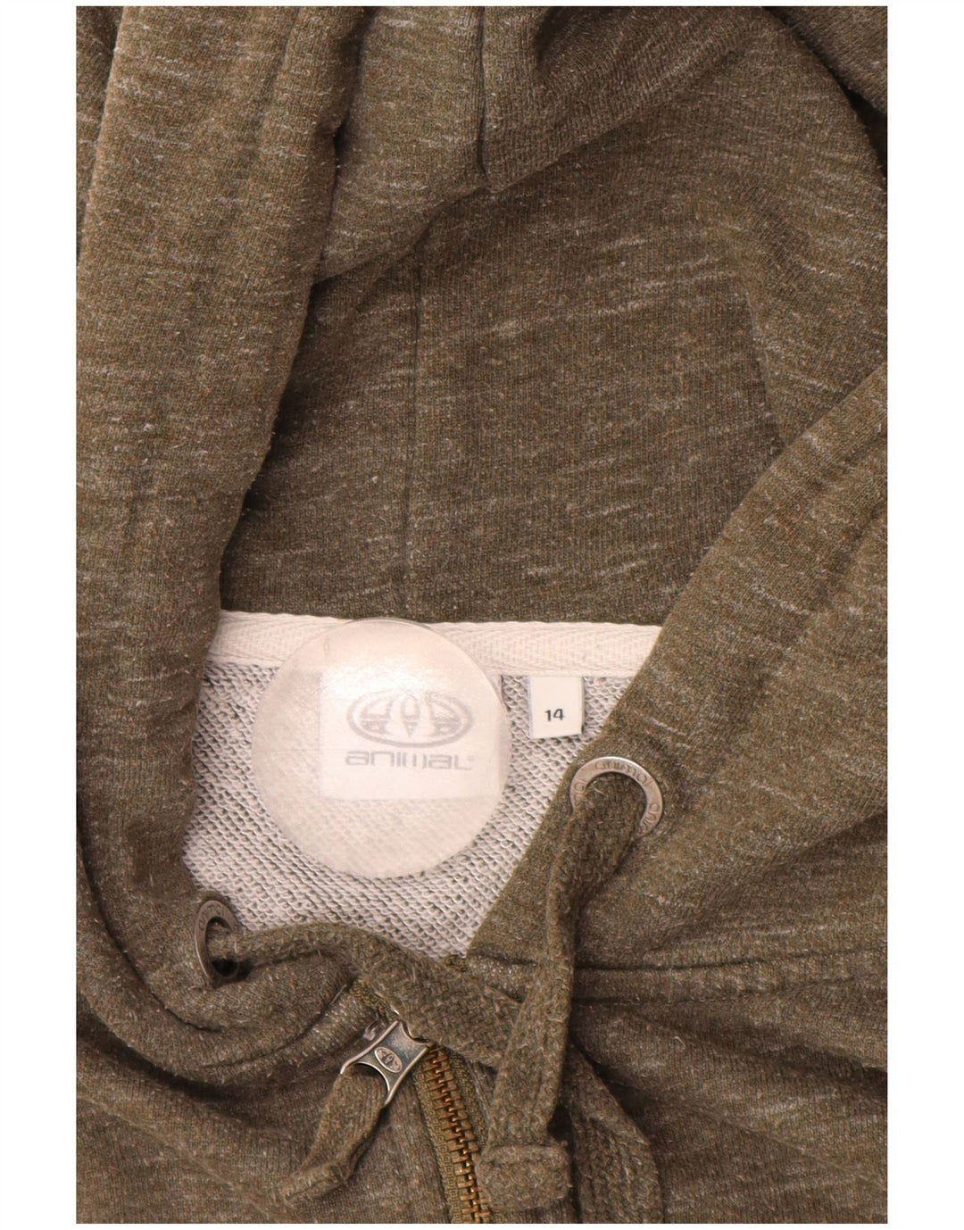 ANIMAL Damen-Kapuzenpullover mit Reißverschluss, UK 14, große Khaki-gefleckte Baumwolle