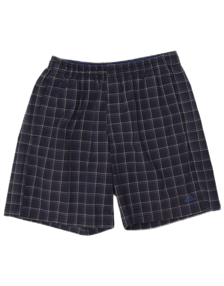 Adidas Herren-Badeshorts, groß, blau kariert, Polyester