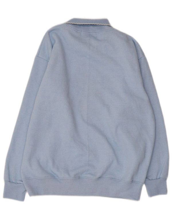 VINTAGE Damen Rollkragenpullover Pullover UK 14 Mittelblauer Blumenschmetterling