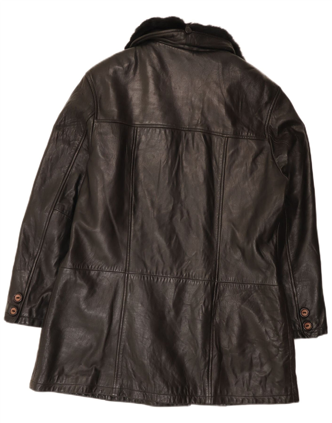 Zaffers Damen Zweireihiger Ledermantel IT 42 Mittelschwarzes Leder