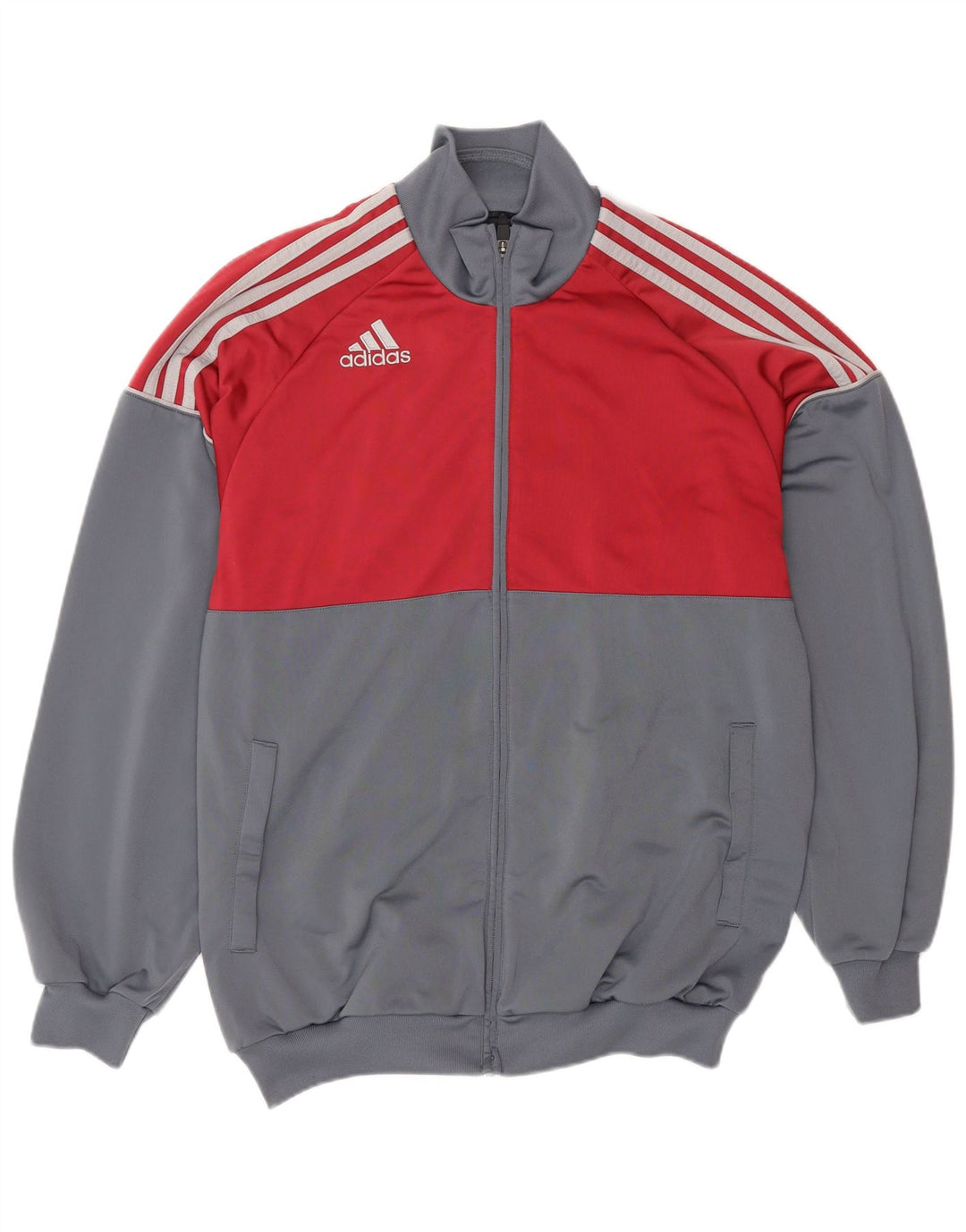 Adidas Herren-Trainingsanzug-Top-Jacke UK 38/40 Mittelgraues Colourblock-Polyester