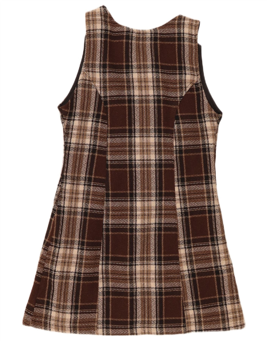 Vintage Damen Ärmelloses A-Linien-Kleid IT 44 Mittelbraun kariert