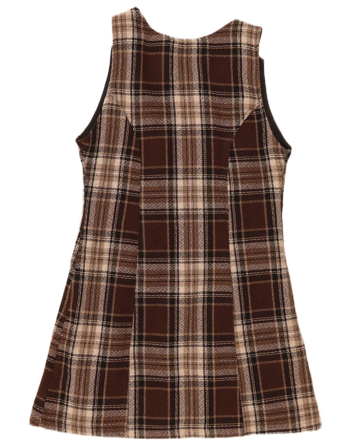 Vintage Damen Ärmelloses A-Linien-Kleid IT 44 Mittelbraun kariert