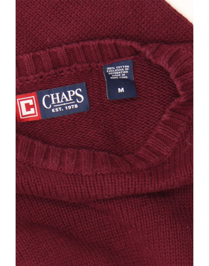 Chaps Herren-Pullover mit Rundhalsausschnitt, reguläre Passform, mittlere Burgunderrote Baumwolle