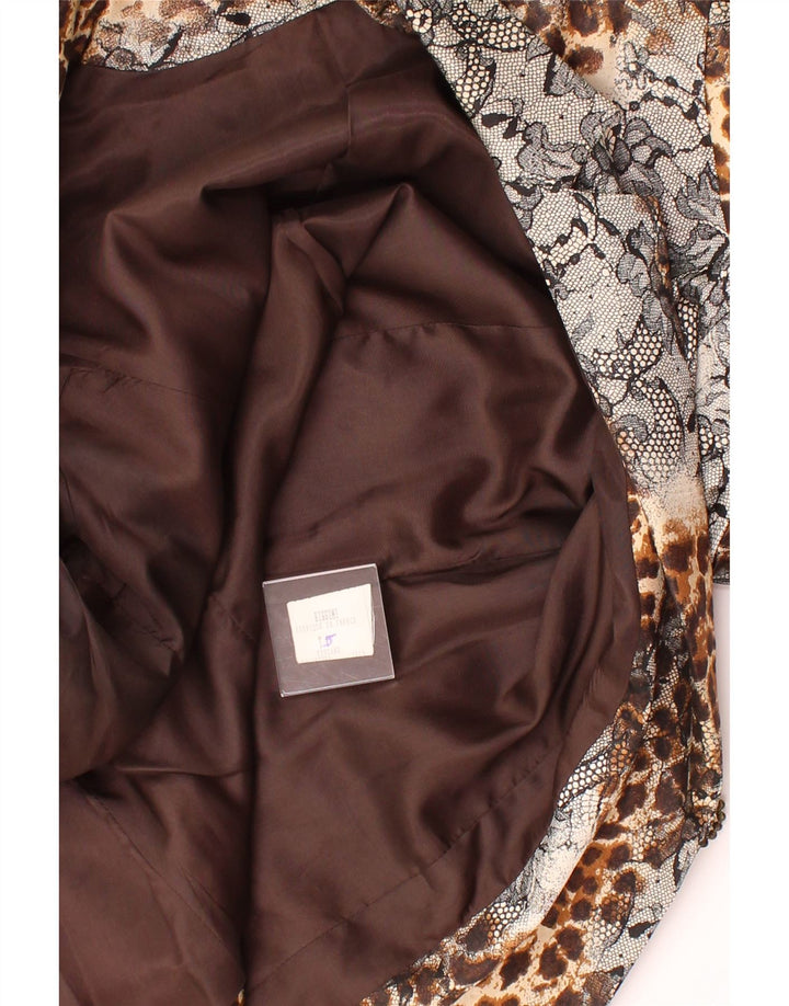 VINTAGE Womens 2 Button Blazer Jacket UK 14 Large Brown Animal Print Vintage Vintage and Second-Hand Vintage from Messina Hembry 