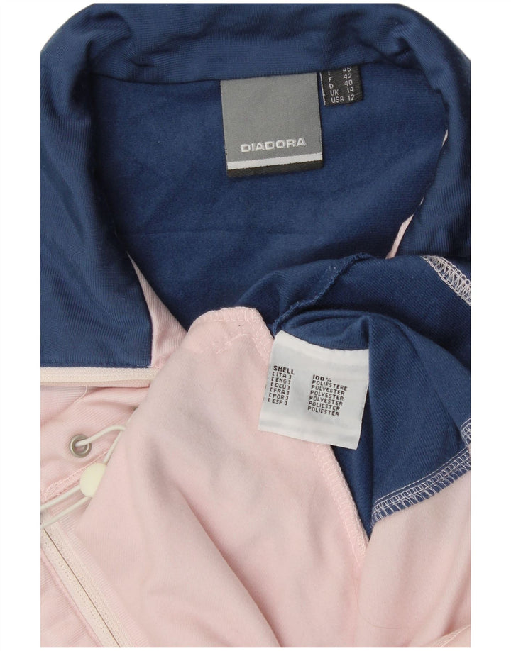 Diadora Damen-Trainingsanzug-Top-Jacke, UK 14, groß, blaues Colourblock-Polyester