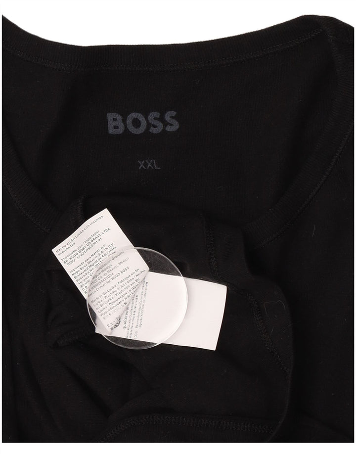 Hugo Boss Herren T-Shirt Top 2XL Schwarz Baumwolle