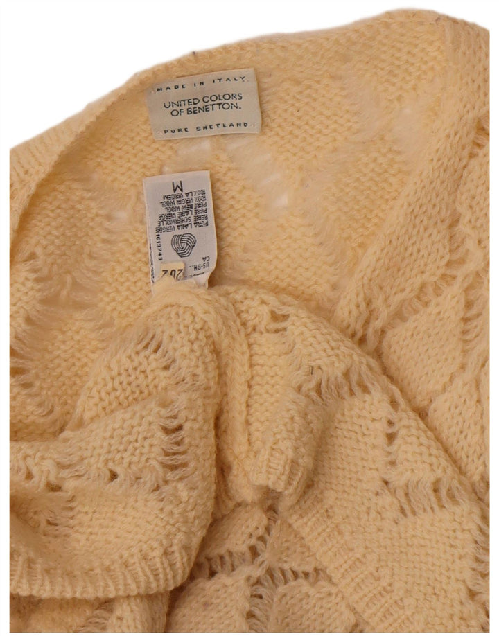 Benetton Damen-Cardigan-Pullover UK 14 Medium Off White Argyle/Diamant