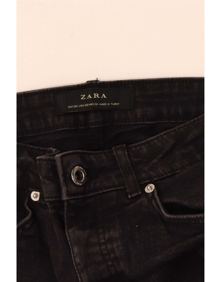 Zara Herren-Jeans, kurz geschnitten, EU 38, Größe S, W30, L24, Schwarz, Farbblock