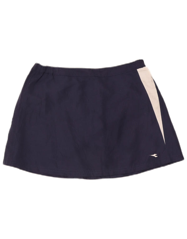 Diadora Damen-Tennisrock UK 14 Mittelmarineblaues Colourblock-Polyester