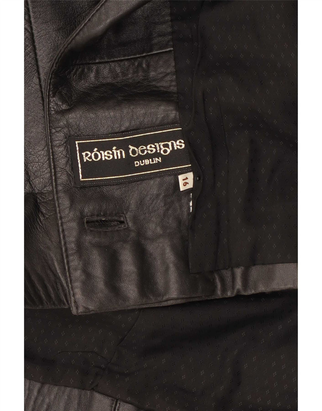 Vintage Damen 3/4 Ärmel übergroße Lederjacke UK 16 Large Schwarz