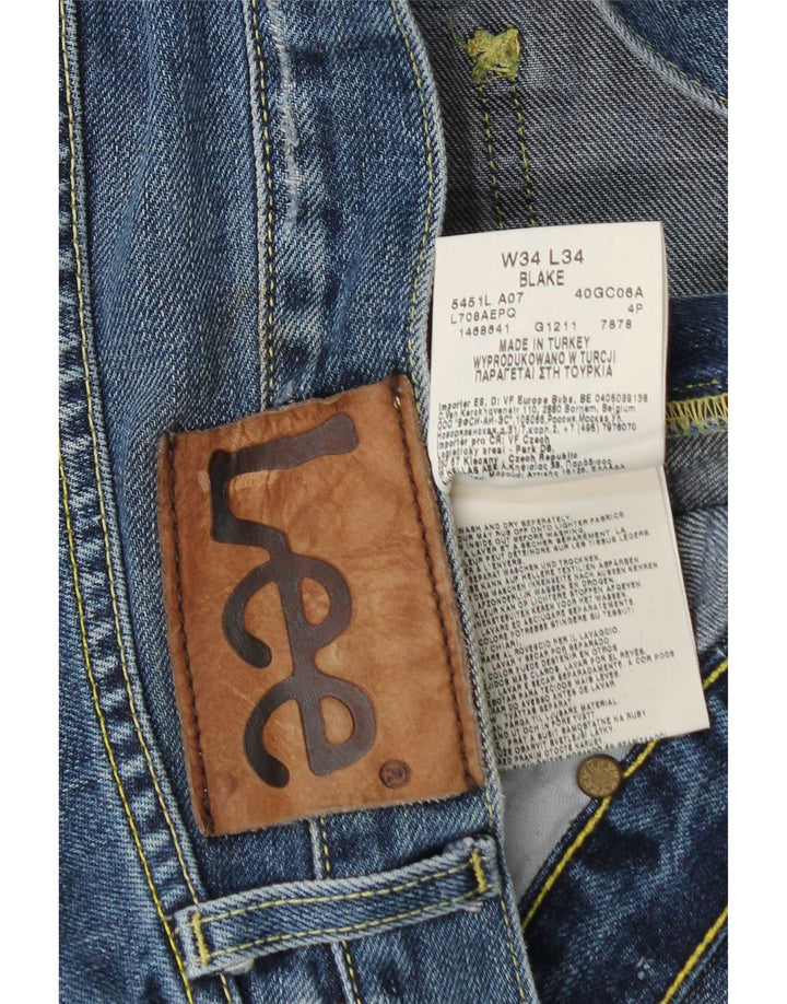 Lee Herren Blake Straight Jeans W34 L30 Blaue Baumwolle