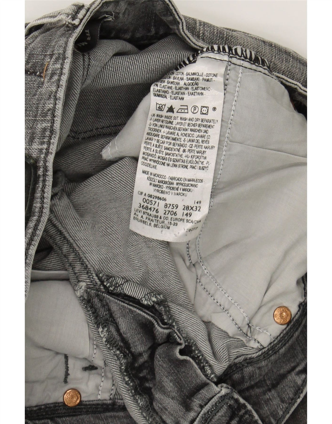 LEVI'S Womens 571 Slim Jeans W28 L32 Grey Cotton Vintage Levi's and Second-Hand Levi's from Messina Hembry 