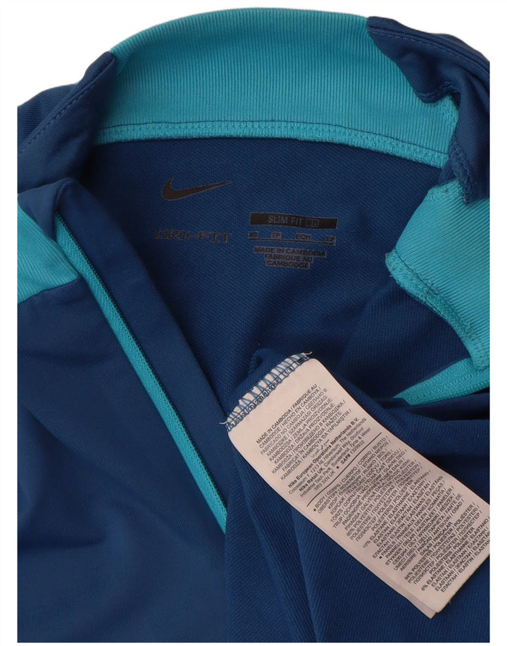 Nike Herren Dri Fit Zip Neck Slim Pullover Trainingsanzug Top XS Blau Geometrisch