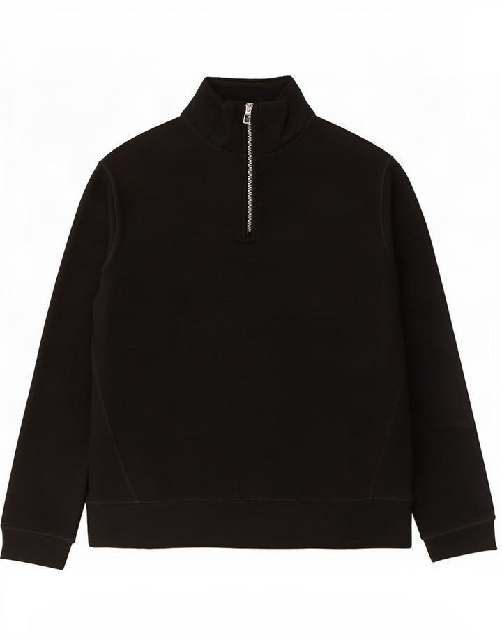 Zara Herren-Sweatshirt mit Reißverschluss am Hals, Mittelschwarz