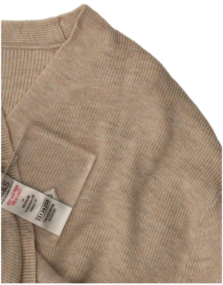 Marks & Spencer Damen-Pullover mit V-Ausschnitt, Gr. 14, mittelbeige Viskose