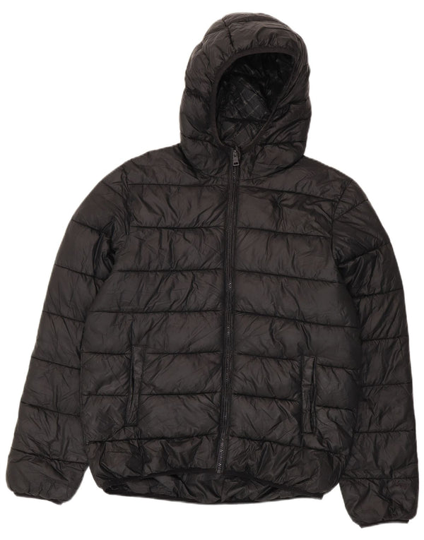 Champion wattierte Jungenjacke mit Kapuze, 15–16 Jahre, 2XL, schwarzes Polyester