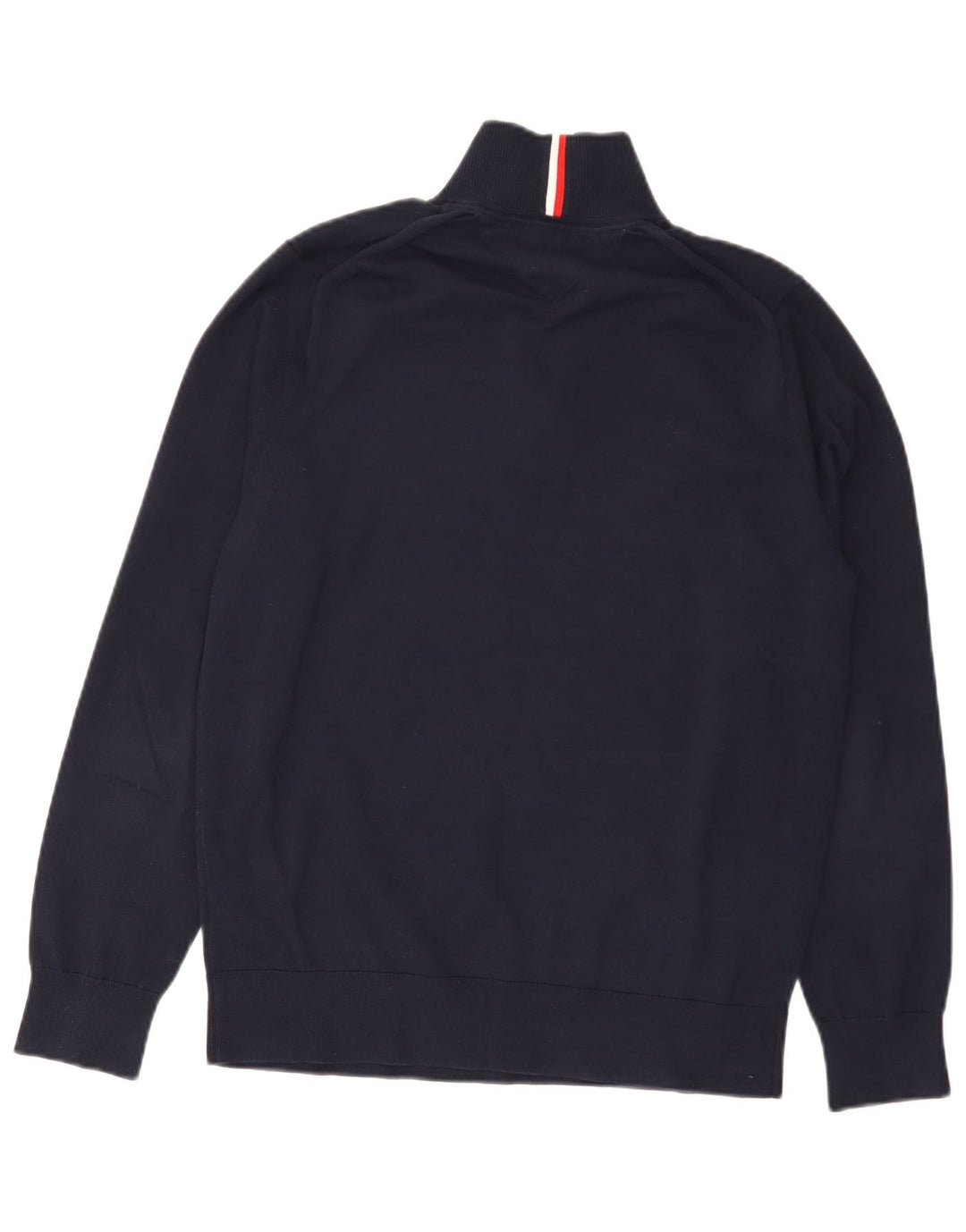 Tommy Hilfiger Herren-Pullover mit Reißverschluss am Hals, mittlere marineblaue Baumwolle