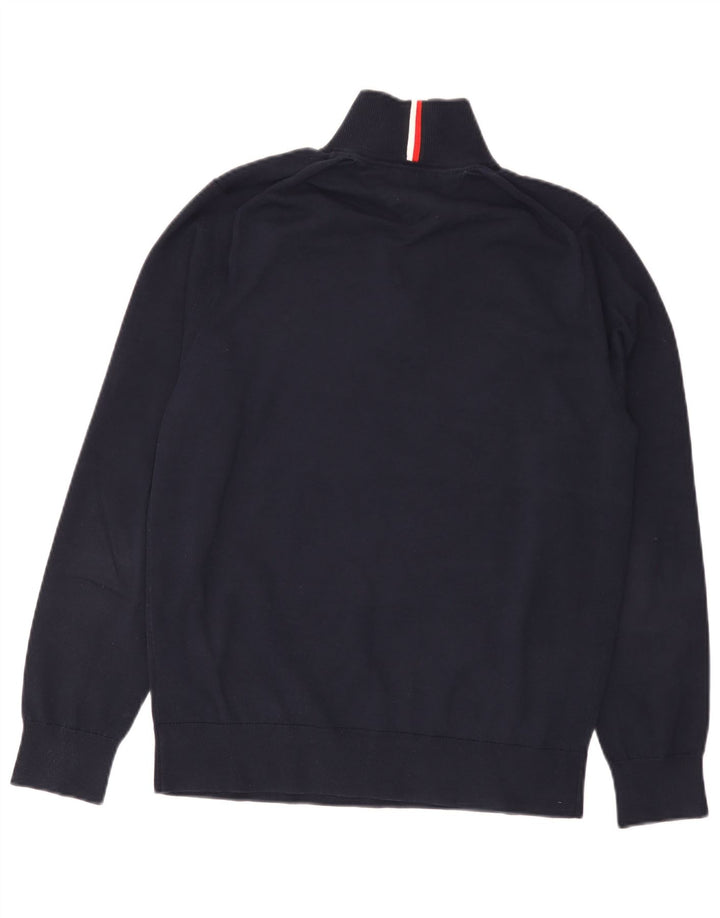 Tommy Hilfiger Herren-Pullover mit Reißverschluss am Hals, mittlere marineblaue Baumwolle