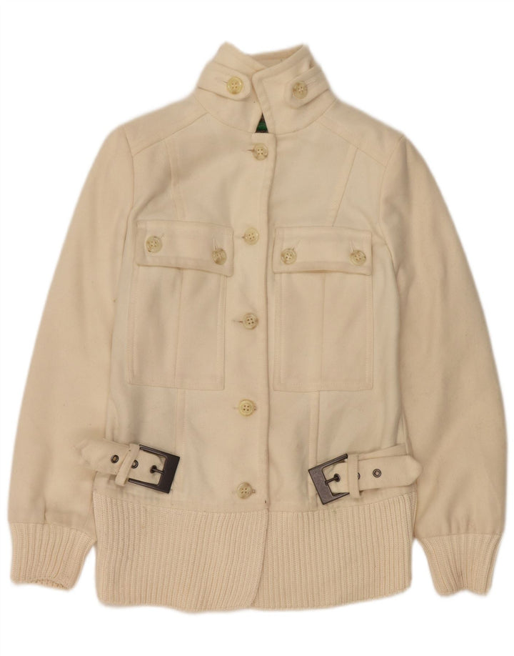 Benetton Damen Bomberjacke IT 38 XS Off White Wool