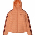 ADIDAS Womens Hooded Padded Jacket UK 12 Medium Orange Polyester Sports