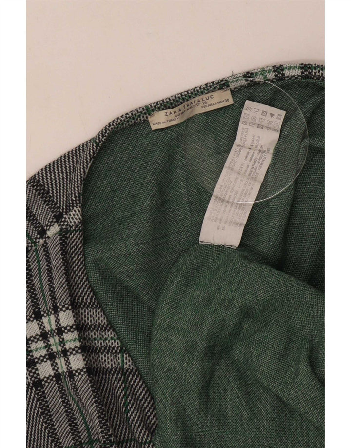 Zara Damen Wickelkleid UK 14 Großes grün kariertes Polyester