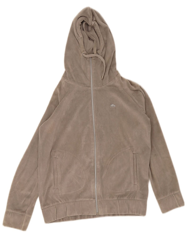Ellesse Damen Velours-Kapuzenpullover mit Reißverschluss, UK 14, mittelgraue Baumwolle
