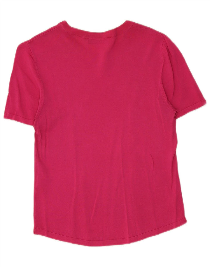 Zara Damen T-Shirt Top UK 12 Mittelrosa Viskose