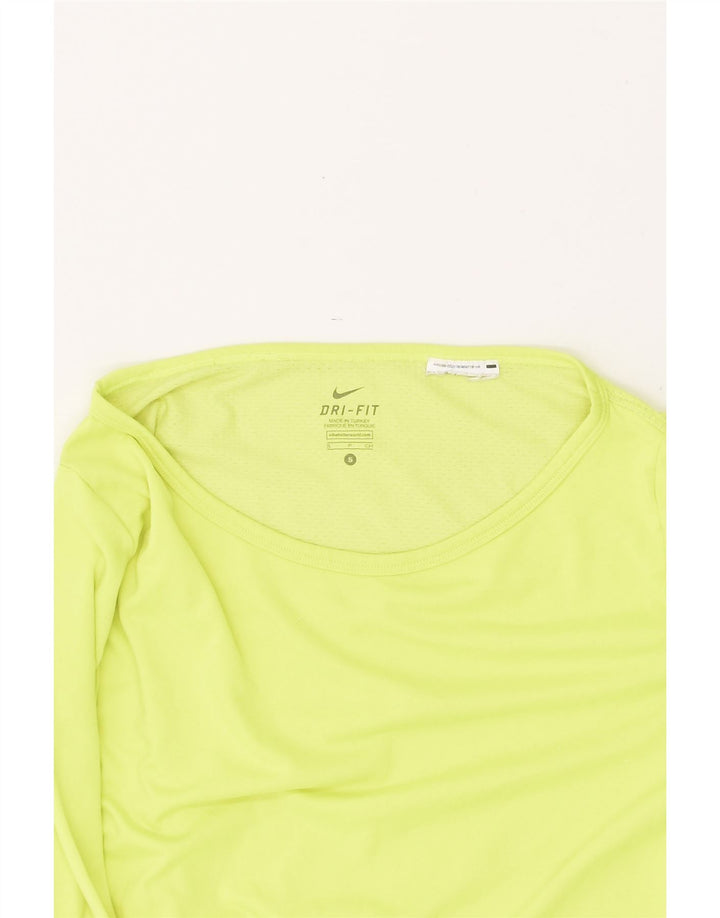 NIKE Damen Dri Fit Top Langarm UK 10 Small Grün Polyester