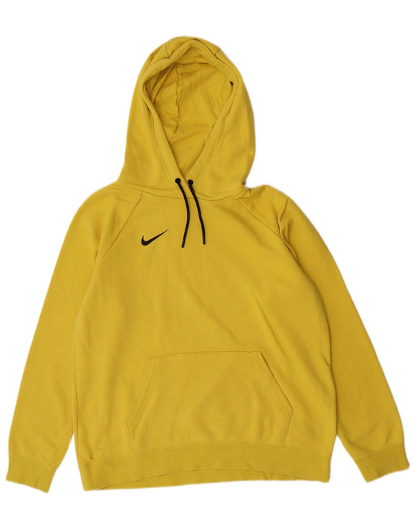 Nike Mens Hoodie Jumper Large Yellow Cotton