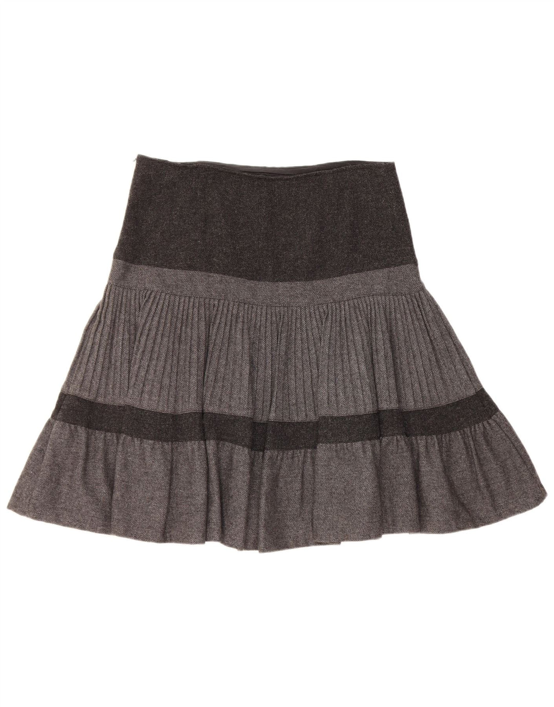Benetton Damen A-Linien-Rock W32 Large Grau Colourblock