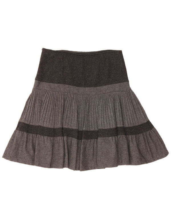 Benetton Damen A-Linien-Rock W32 Large Grau Colourblock