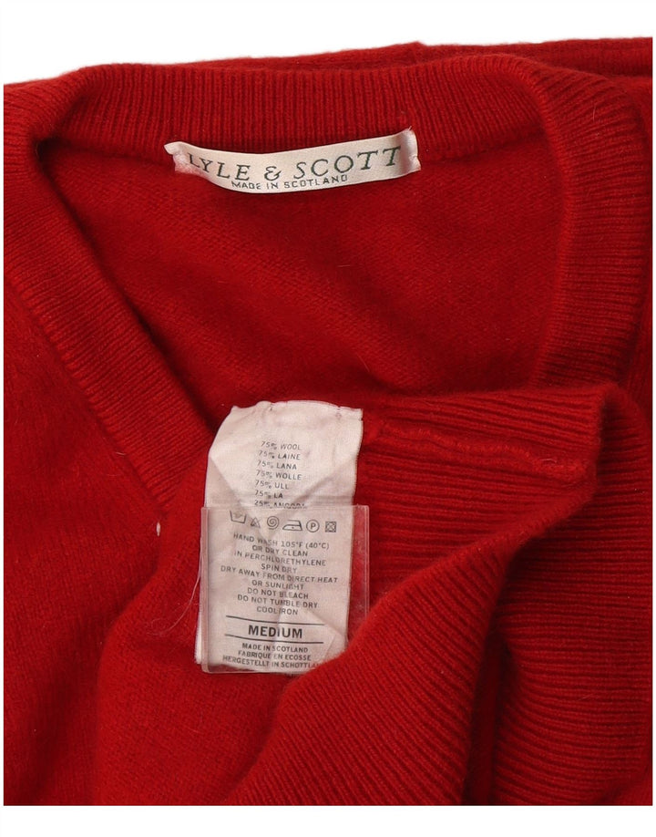 Lyle & Scott Herren-Pullover mit V-Ausschnitt aus mittelroter Wolle