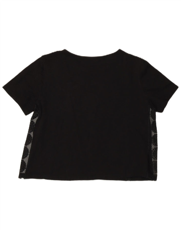 Zara Damen Crop Top UK 12 Medium Schwarz Geometrisch