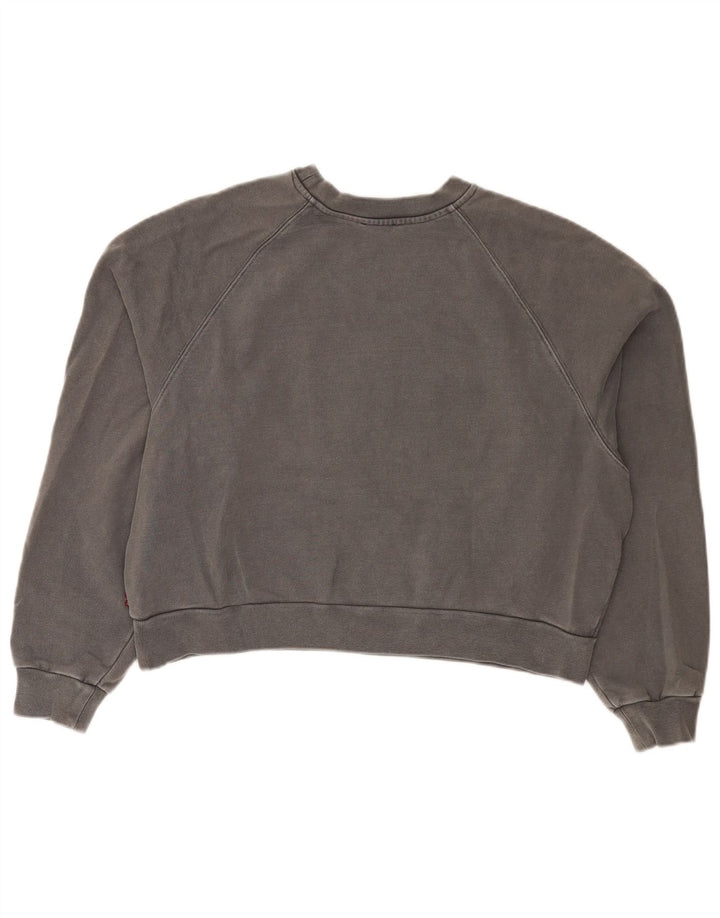 Levi's Damen Crop Graphic Oversized Sweatshirt Pullover UK 14 Mittelgrau