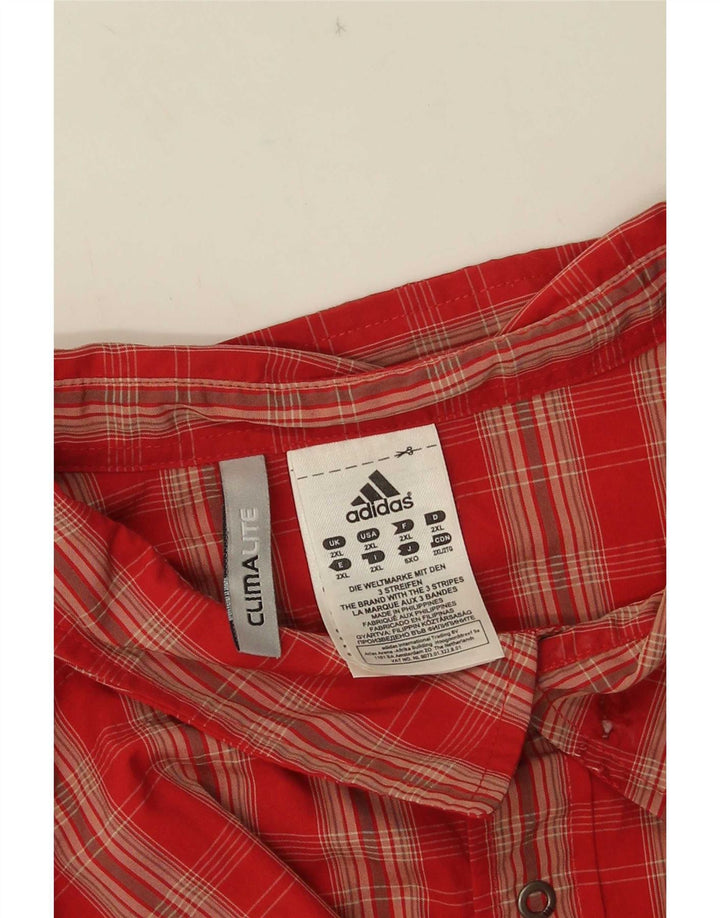 Adidas Herren Climalite Kurzarmhemd 2XL Rot kariert Polyamid