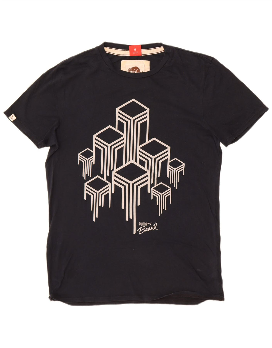 Puma Herren Grafik T-Shirt Top Mittelschwarz Baumwolle
