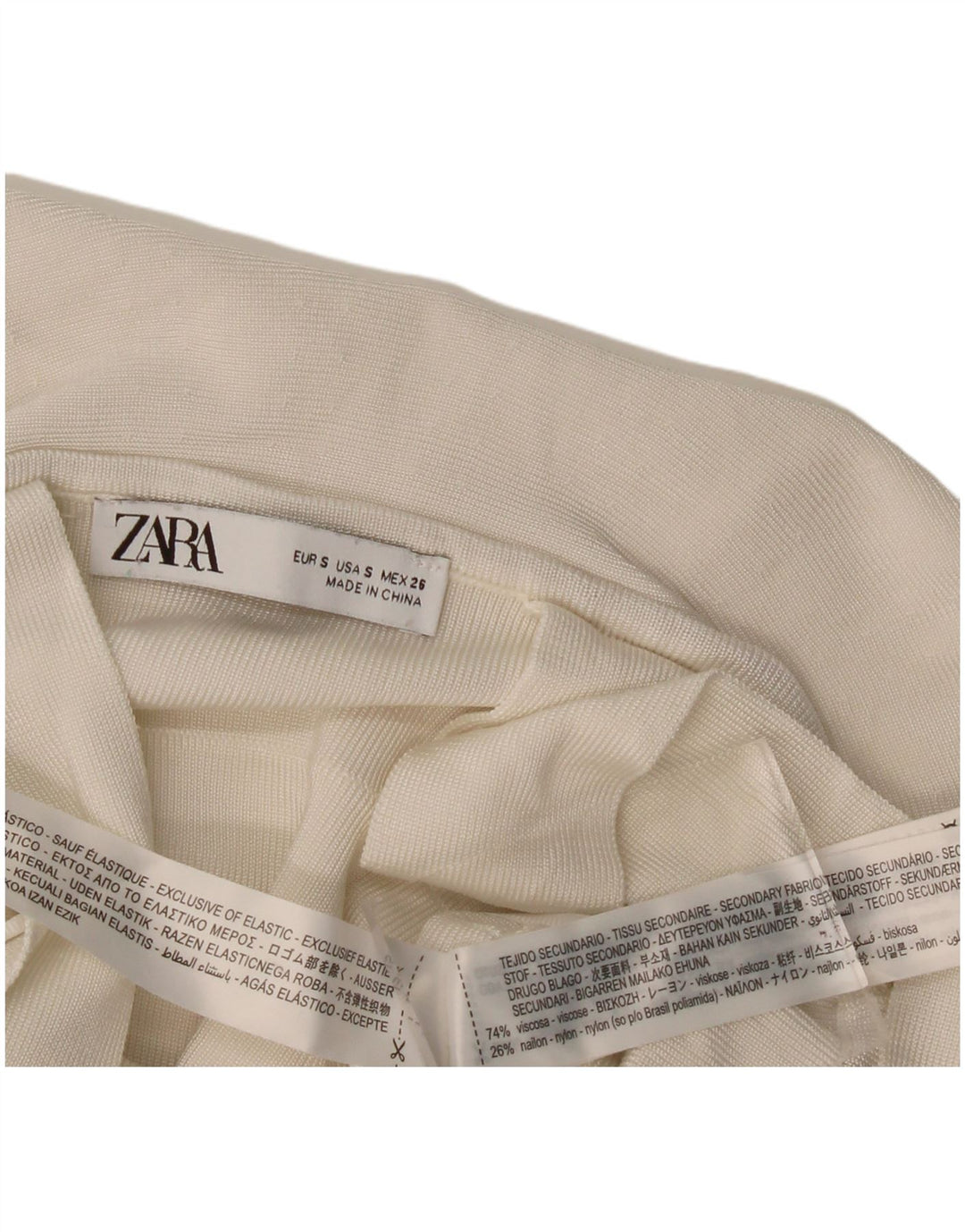 Zara Damen Crop Cami Top mit Rüschen vorne, UK 8 Small, gebrochenes Weiß, Viskose