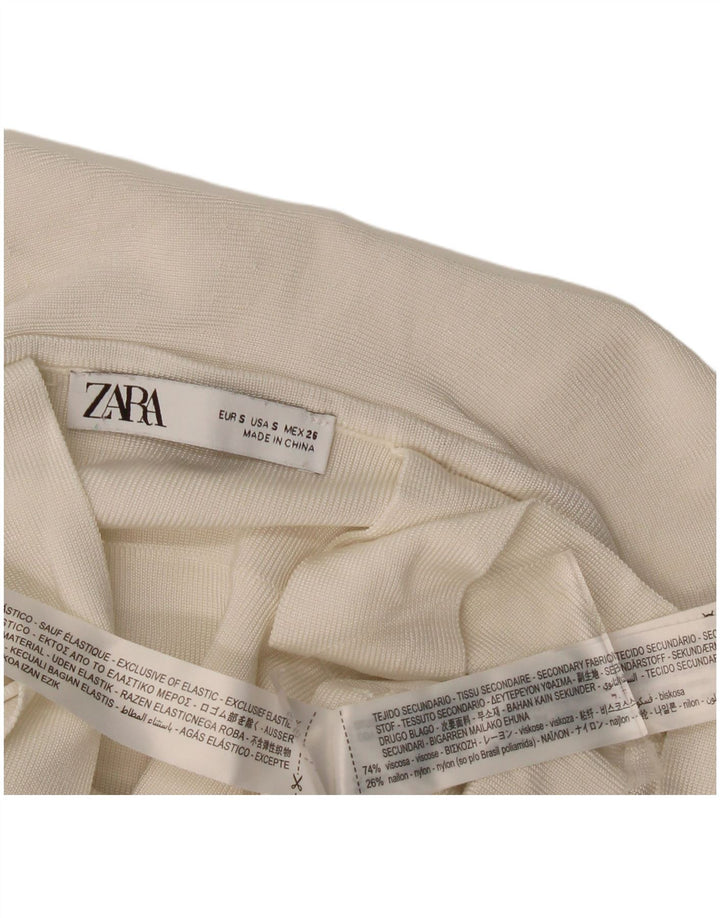Zara Damen Crop Cami Top mit Rüschen vorne, UK 8 Small, gebrochenes Weiß, Viskose