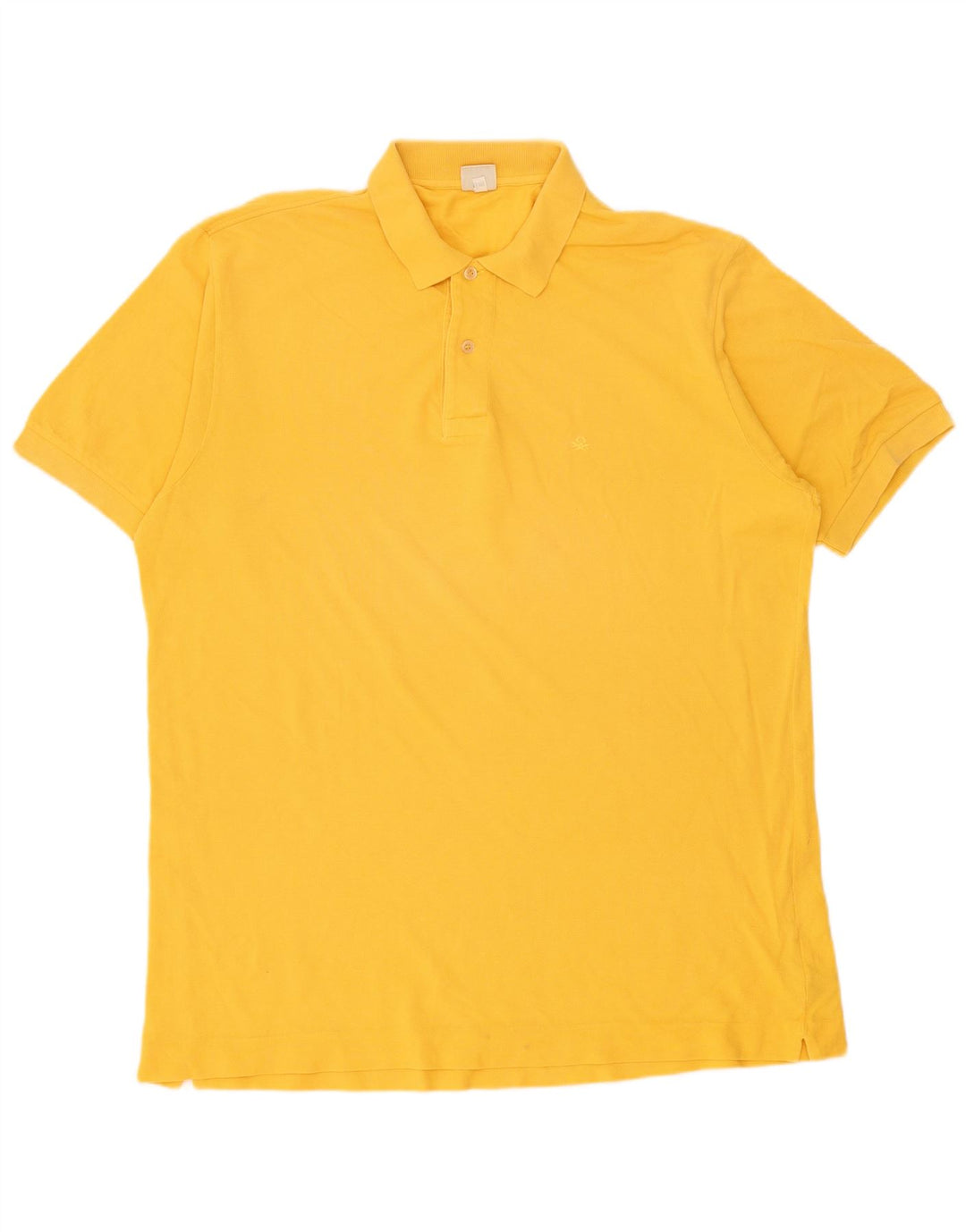Benetton Herren-Poloshirt, groß, gelbe Baumwolle